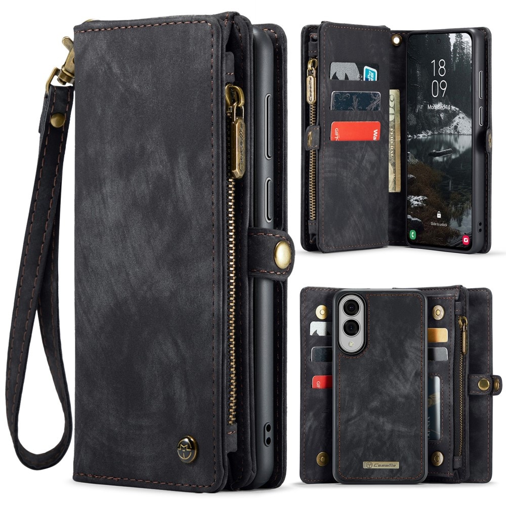 Caseme Samsung Galaxy S25 Edge hoes - Vintage 2 in 1 portemonnee - Zwart