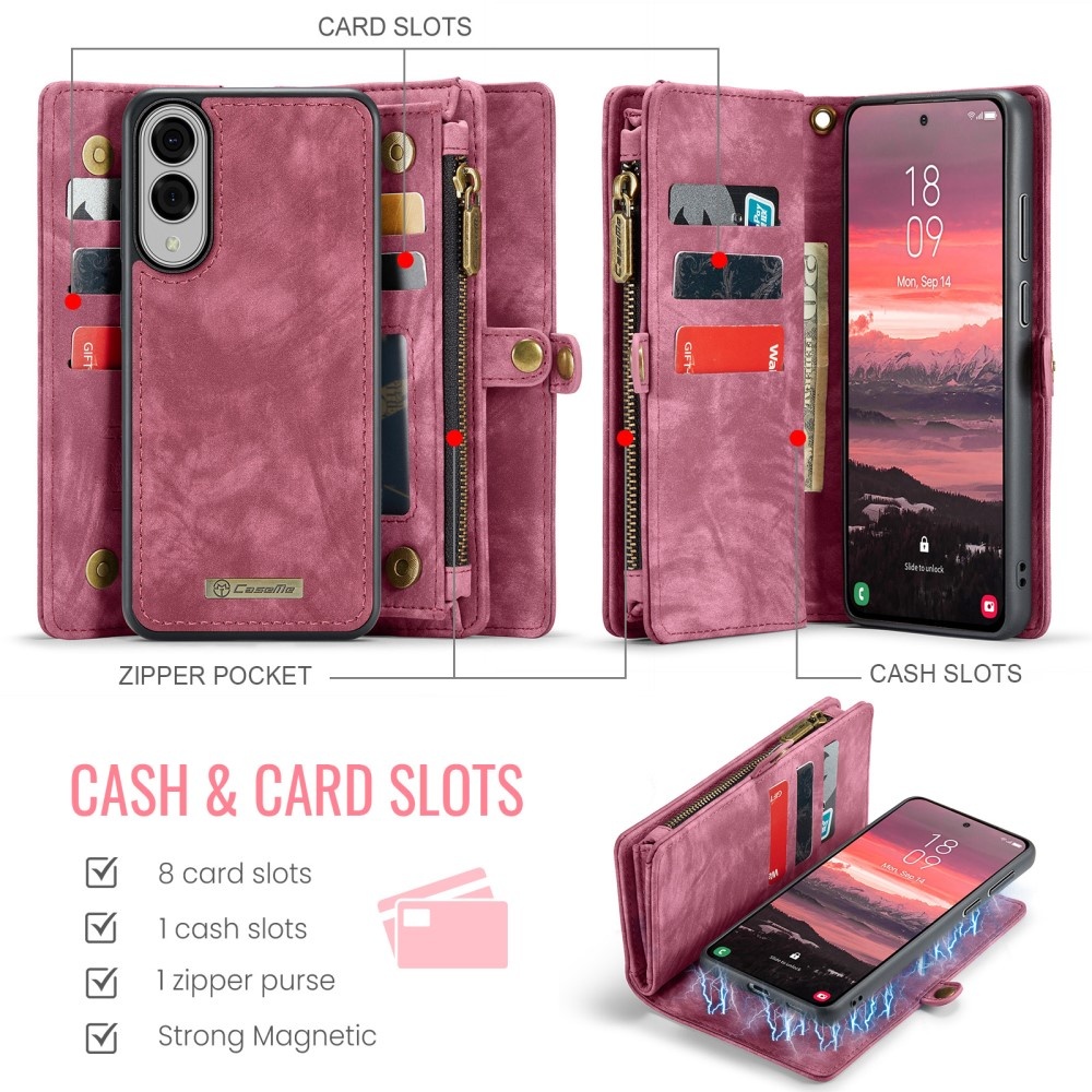 Samsung Galaxy S25 Edge Vintage 2 in 1 portemonnee hoes - Rood - Model SM-S937