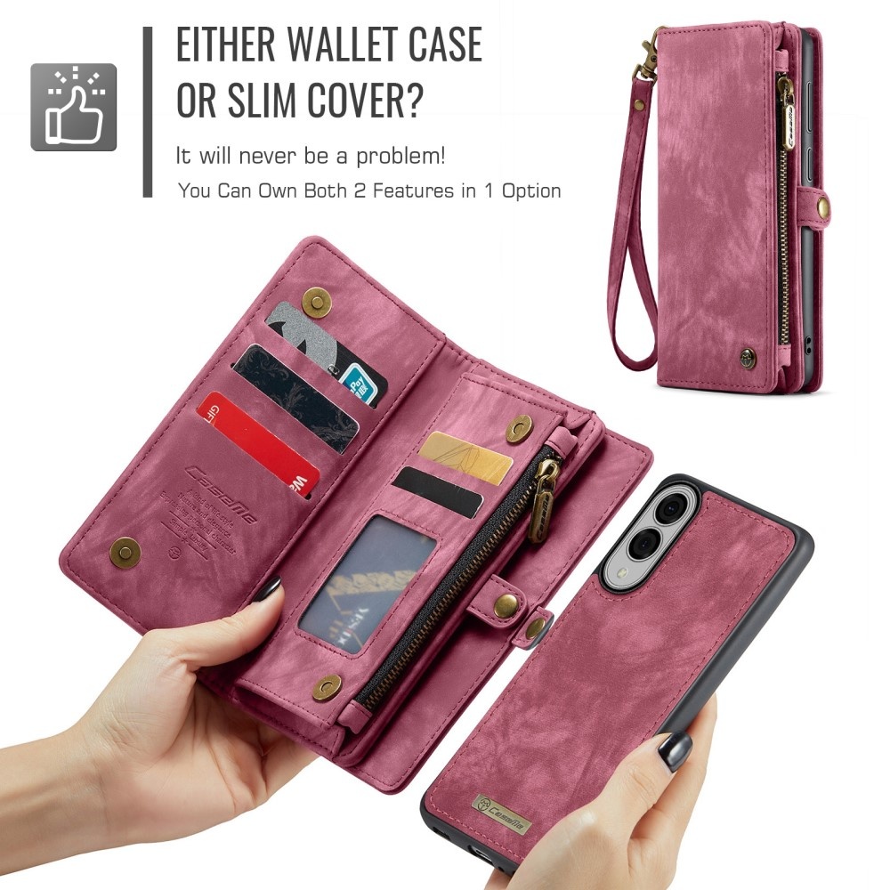 Samsung Galaxy S25 Edge Vintage 2 in 1 portemonnee hoes - Rood - Model SM-S937