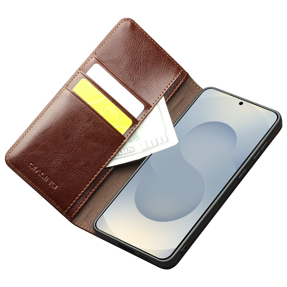 Samsung Galaxy S25 Edge leren bookcase hoesje - Bruin