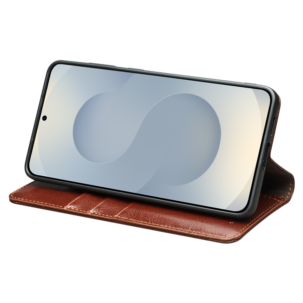 Samsung Galaxy S25 Edge leren bookcase hoesje - Bruin