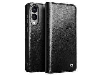 Qialino Samsung Galaxy S25 Edge hoesje - Leren bookcase - Zwart