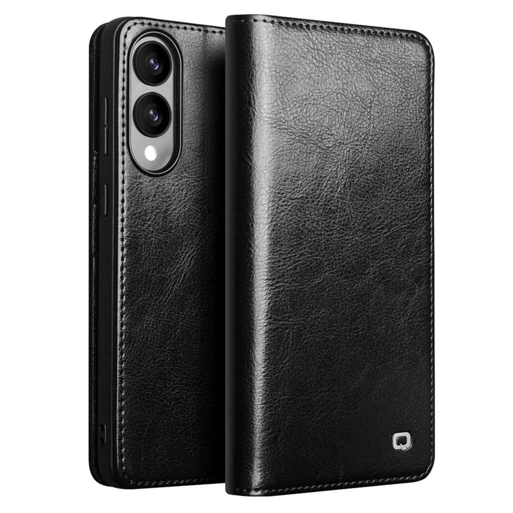Qialino Samsung Galaxy S25 Edge hoesje - Leren bookcase - Zwart