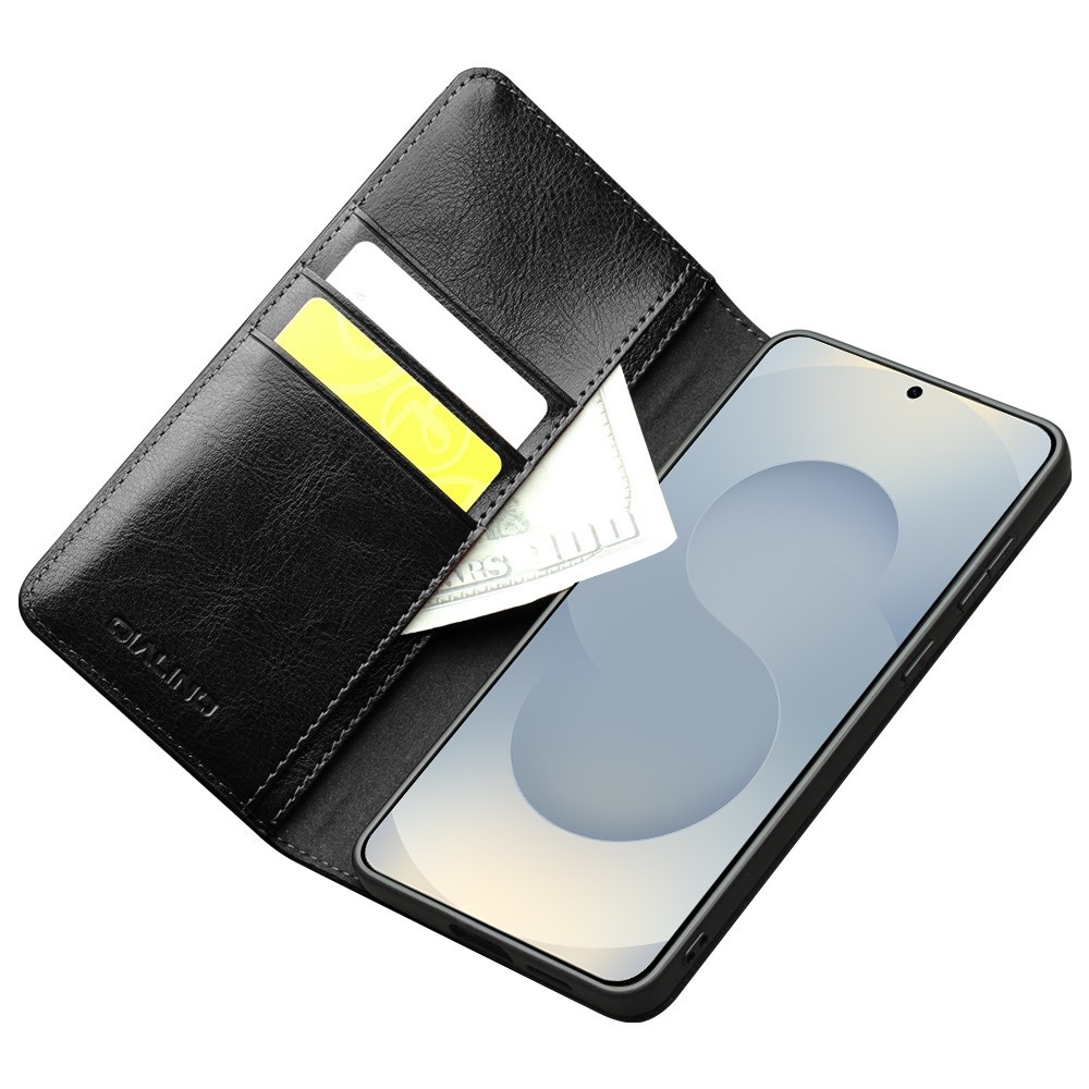 Samsung Galaxy S25 Edge leren bookcase hoesje - Zwart
