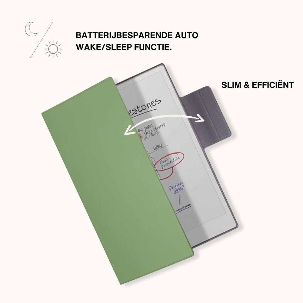 ReMarkable Paper Pro Slim magnetisch sleepcover PU leer hoes - Groen
