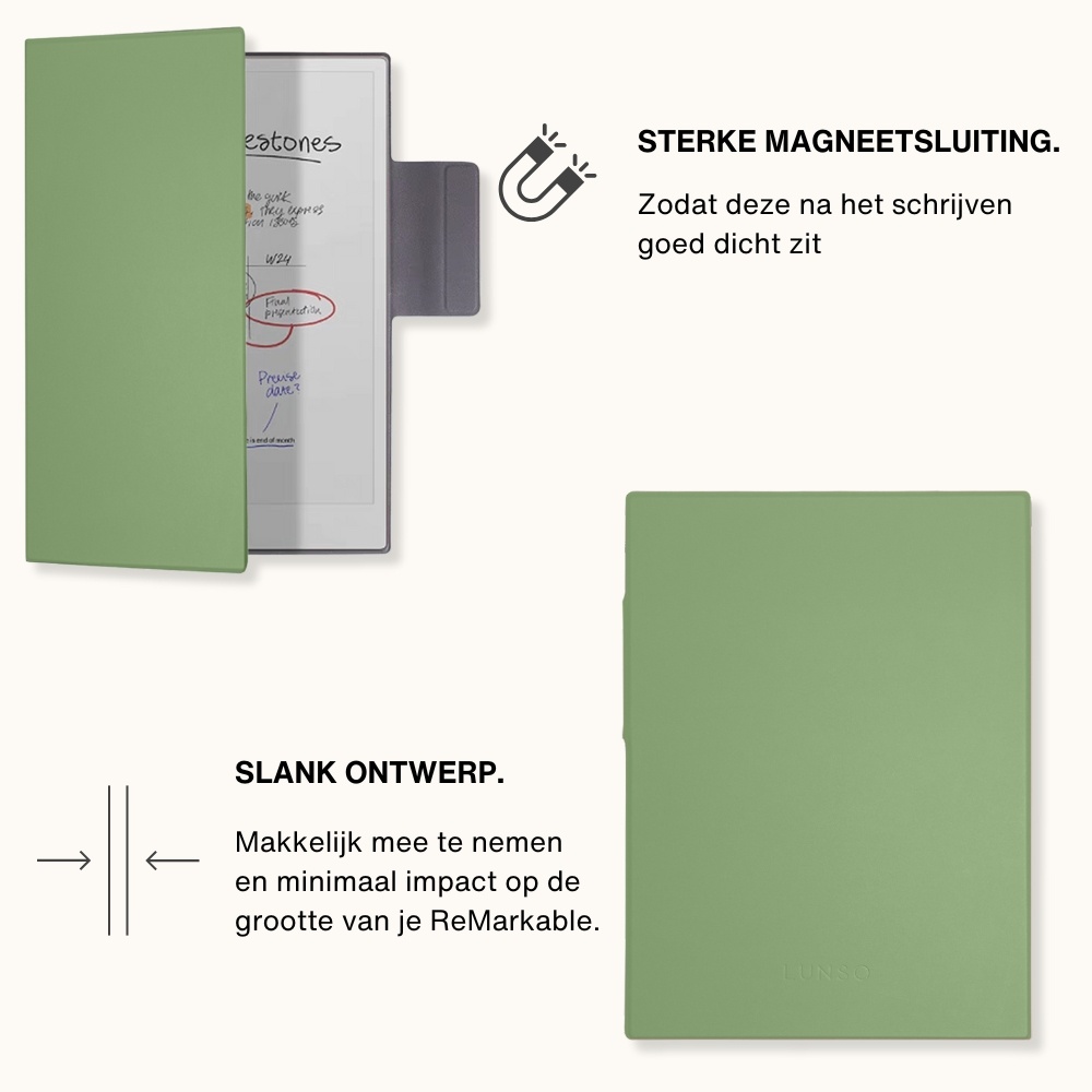ReMarkable Paper Pro Slim magnetisch sleepcover PU leer hoes - Groen
