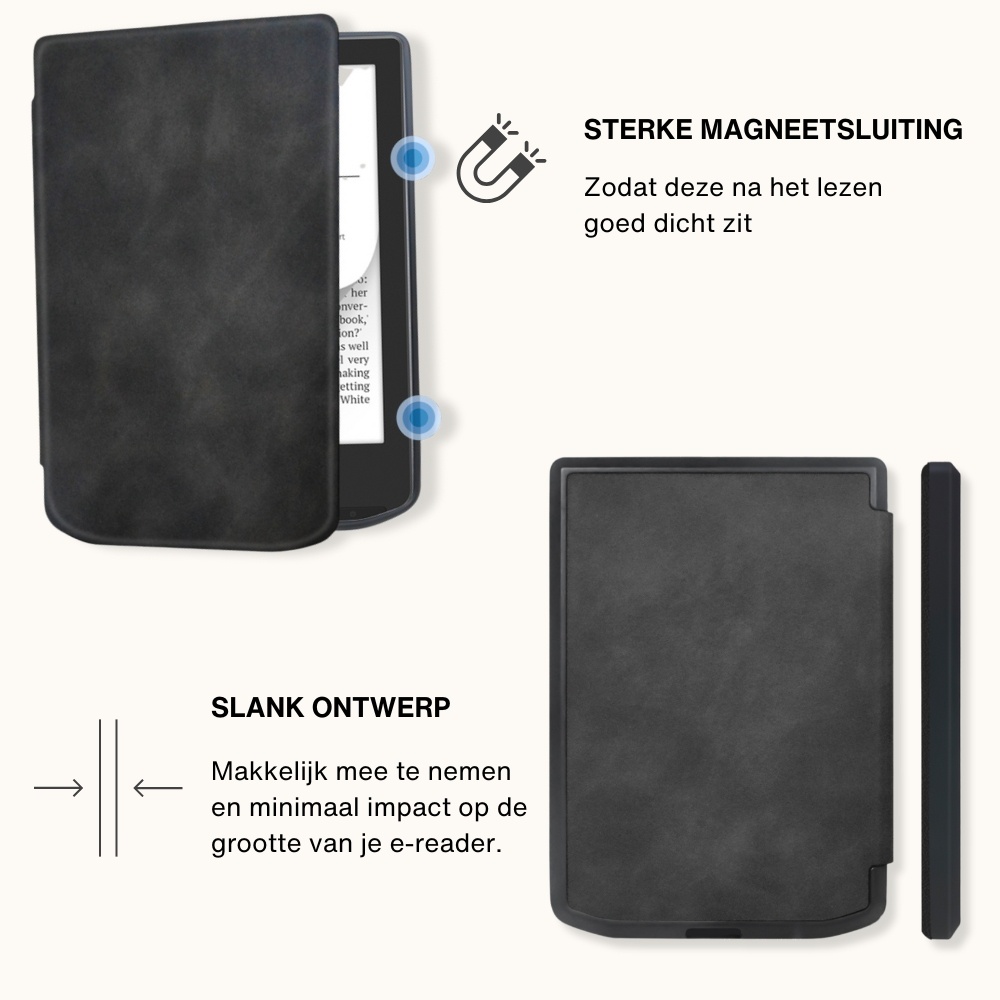 PocketBook Verse / Verse Pro / Verse Color slim hard case hoes (6 inch) Sleepcover - Zwart