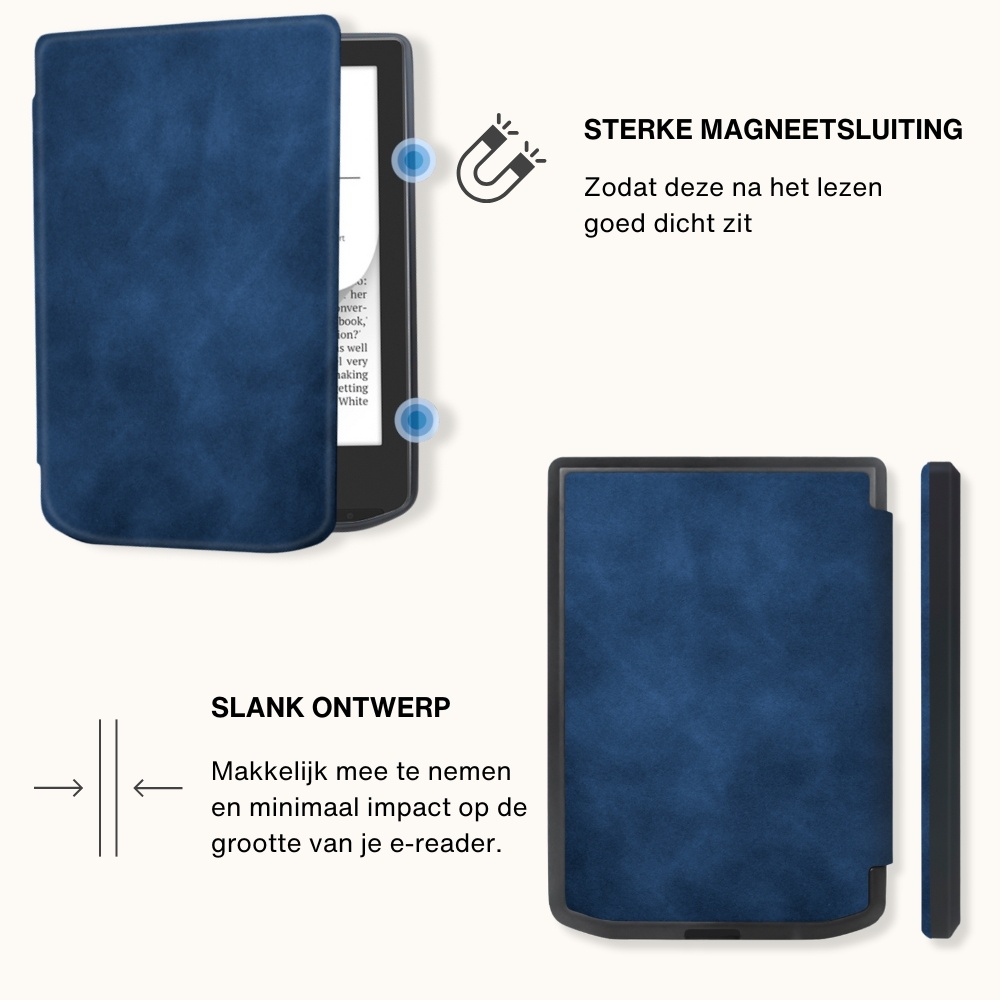PocketBook Verse / Verse Pro / Verse Color slim hard case hoes (6 inch) Sleepcover - Donkerblauw