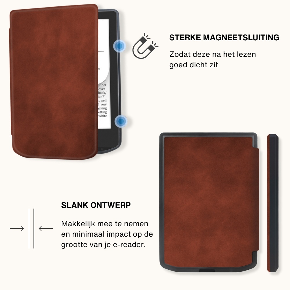PocketBook Verse / Verse Pro / Verse Color slim hard case hoes (6 inch) Sleepcover - Bruin