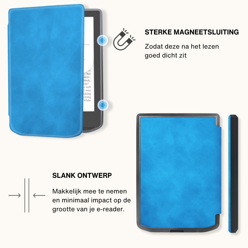 PocketBook Verse / Verse Pro / Verse Color slim hard case hoes (6 inch) Sleepcover - Lichtblauw