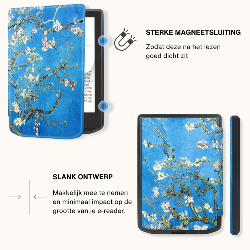 PocketBook Verse / Verse Pro / Verse Color slim hard case hoes (6 inch) Sleepcover - Van Gogh Amandelbloesem