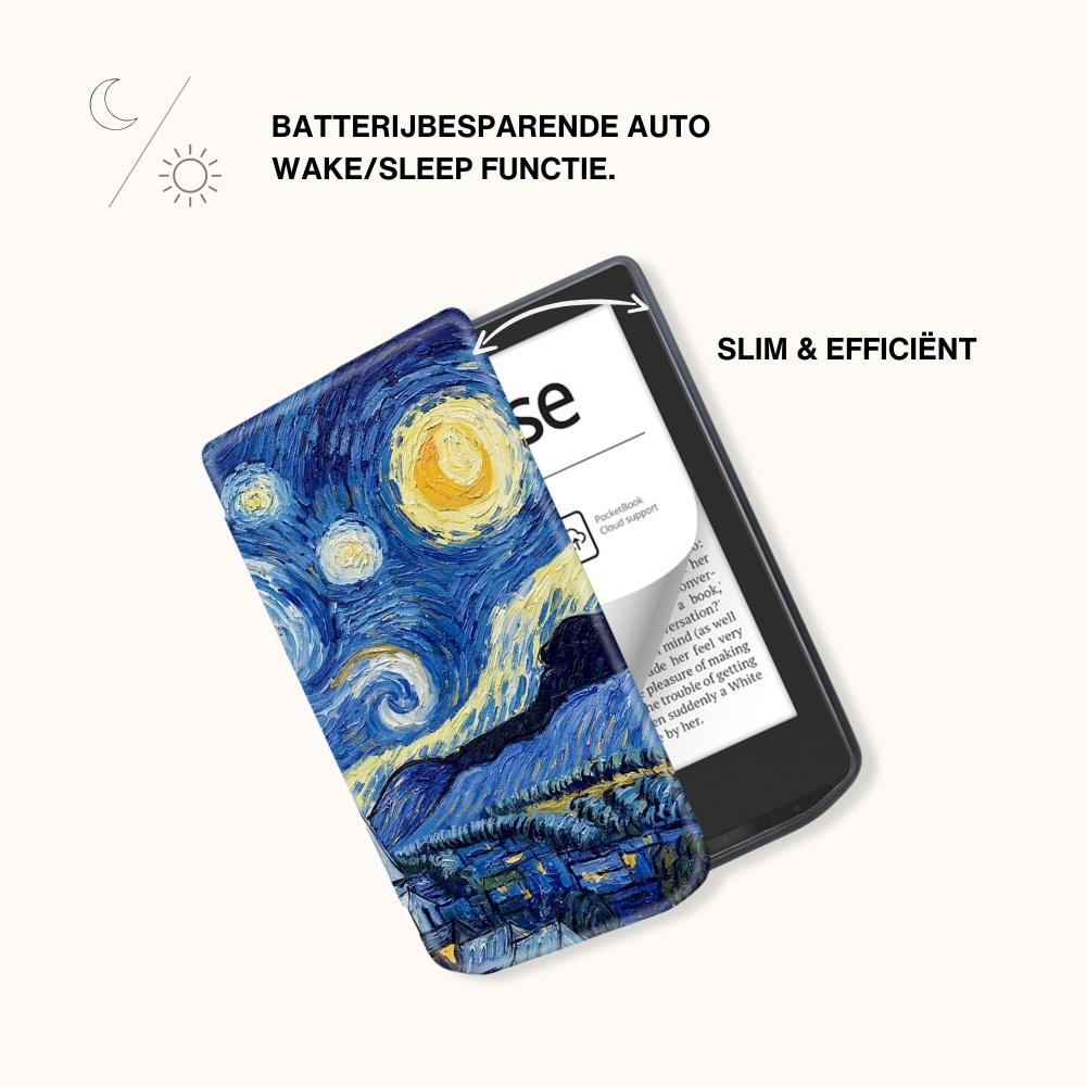 PocketBook Verse / Verse Pro / Verse Color slim hard case hoes (6 inch) Sleepcover - Van Gogh Sterrennacht