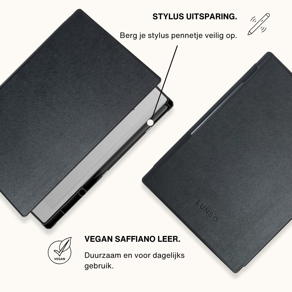 ReMarkable 2 hoes Vegan Saffiano leren sleepcover - Zwart