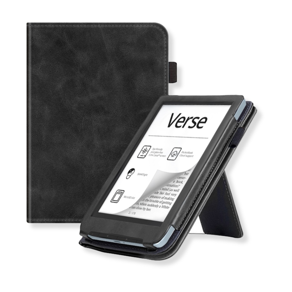 Lunso PocketBook Verse / Verse Pro / Verse Color hoes (6 inch) - Luxe Stand sleepcover - Zwart