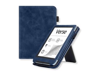 Lunso PocketBook Verse / Verse Pro / Verse Color hoes (6 inch) - Luxe Stand sleepcover - Donkerblauw