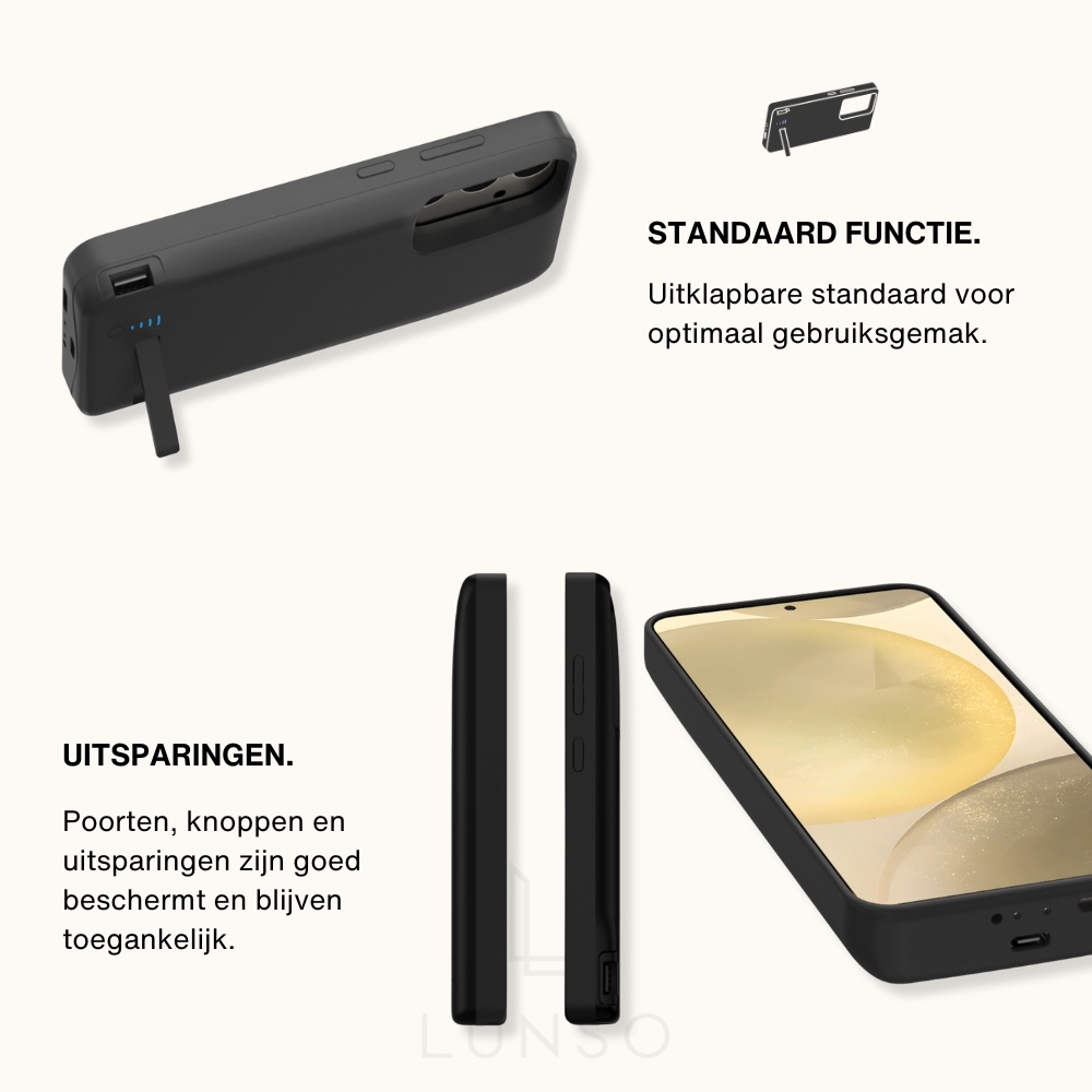 Samsung Galaxy S25 Powerbank hoesje 5000 mAh hoes - Zwart