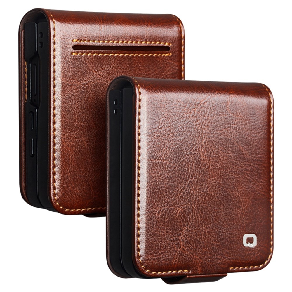 Samsung Galaxy Z Flip 7 leren Flipcase hoesje - Donkerbruin