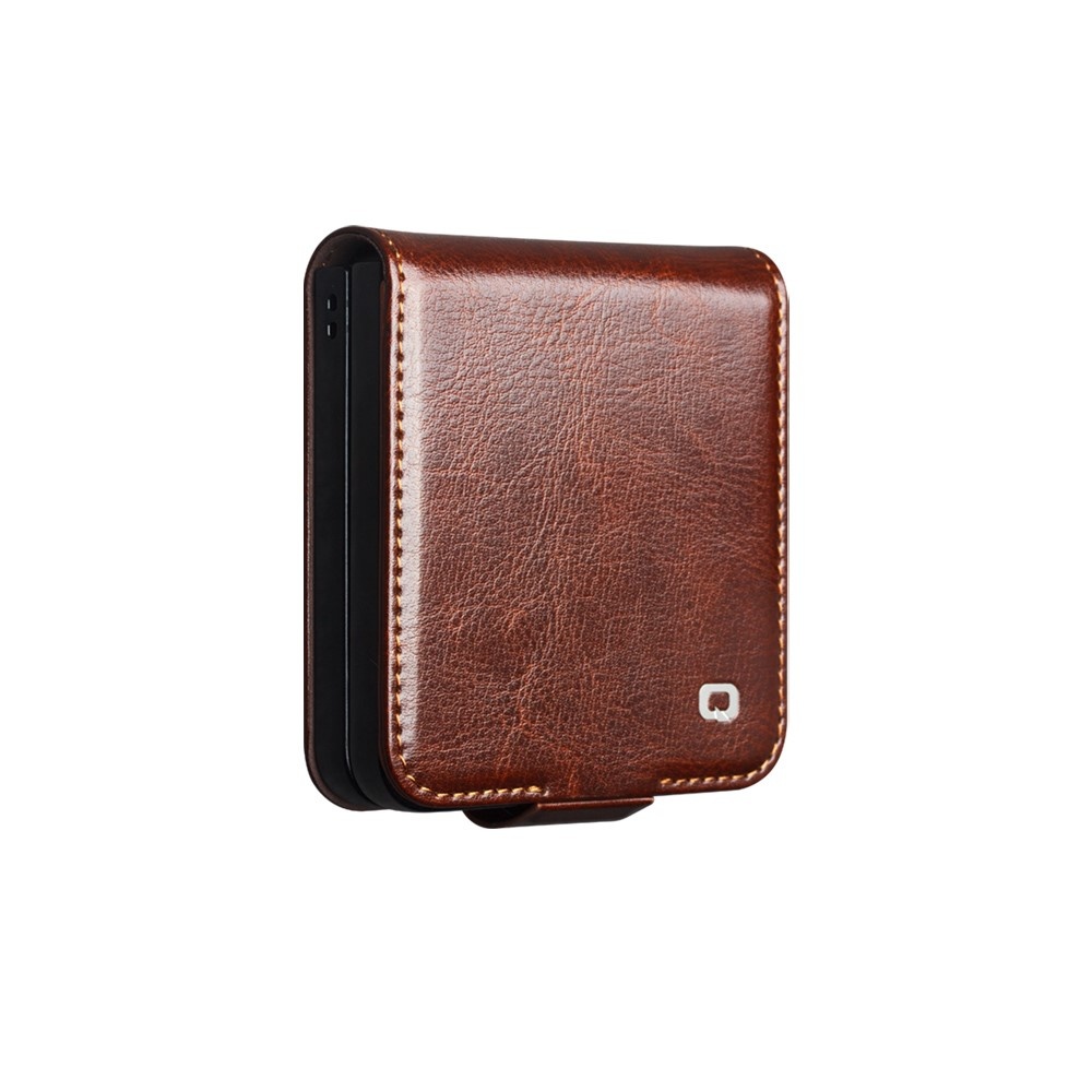Samsung Galaxy Z Flip 7 leren Flipcase hoesje - Donkerbruin