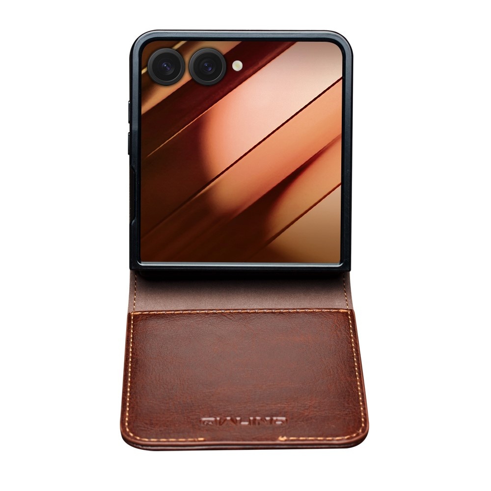 Samsung Galaxy Z Flip 7 leren Flipcase hoesje - Donkerbruin