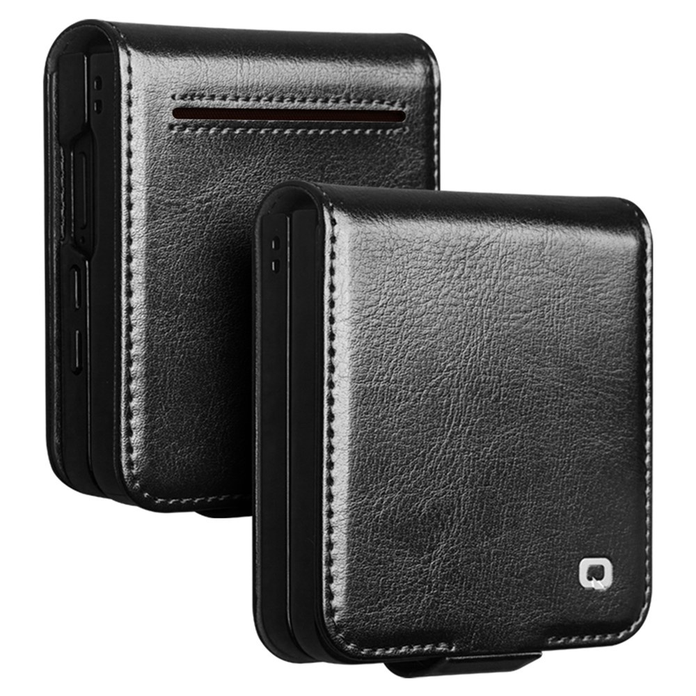 Qialino Samsung Galaxy Z Flip 7 hoesje - Leren Flipcase - Zwart