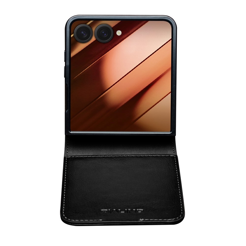 Samsung Galaxy Z Flip 7 leren Flipcase hoesje - Zwart