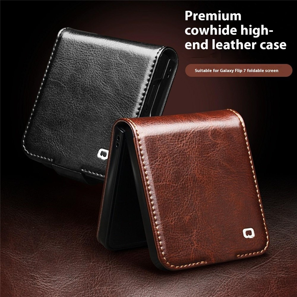 Samsung Galaxy Z Flip 7 leren Flipcase hoesje - Zwart