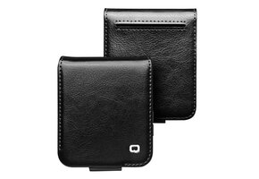 Qialino Samsung Galaxy Z Flip 7 FE / Z Flip6 hoesje - Leren Flipcase - Zwart