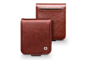 Qialino Samsung Galaxy Z Flip 7 FE / Z Flip6 hoesje - Leren Flipcase - Donkerbruin