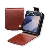 Samsung Galaxy Z Flip 7 FE / Z Flip6 leren Flipcase hoesje - Donkerbruin