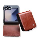 Samsung Galaxy Z Flip 7 FE / Z Flip6 leren Flipcase hoesje - Donkerbruin