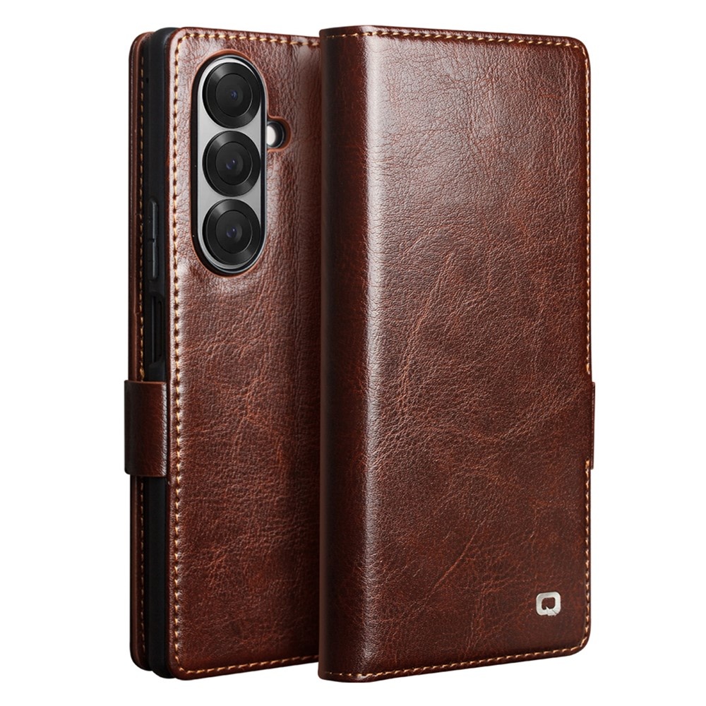 Qialino Samsung Galaxy Z Fold 7 hoesje - Leren bookcase - Donkerbruin