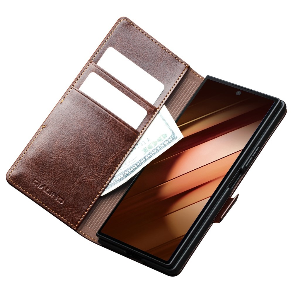 Samsung Galaxy Z Fold 7 leren bookcase hoesje - Donkerbruin