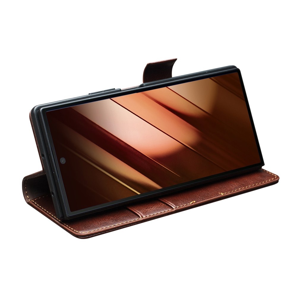 Samsung Galaxy Z Fold 7 leren bookcase hoesje - Donkerbruin
