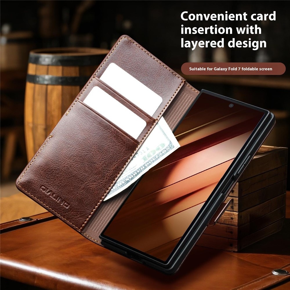 Samsung Galaxy Z Fold 7 leren bookcase hoesje - Zwart