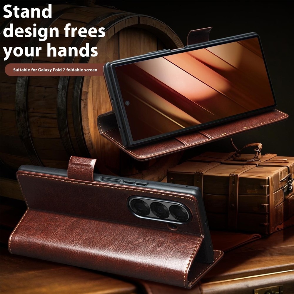Samsung Galaxy Z Fold 7 leren bookcase hoesje - Zwart