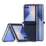 Samsung Galaxy Z Flip 7 Leren hoes Backcover - Donkerblauw