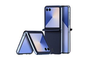 Dux Ducis Samsung Galaxy Z Flip 7 Leren hoes - backcover - Donkerblauw