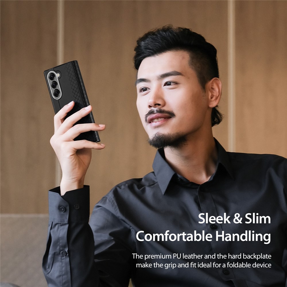 Samsung Galaxy Z Fold 7 Leren hoes Bookcase - Zwart