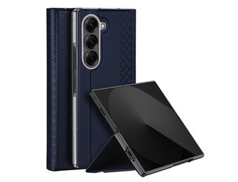 Dux Ducis Samsung Galaxy Z Fold 7 Leren hoes - bookcase - Donkerblauw