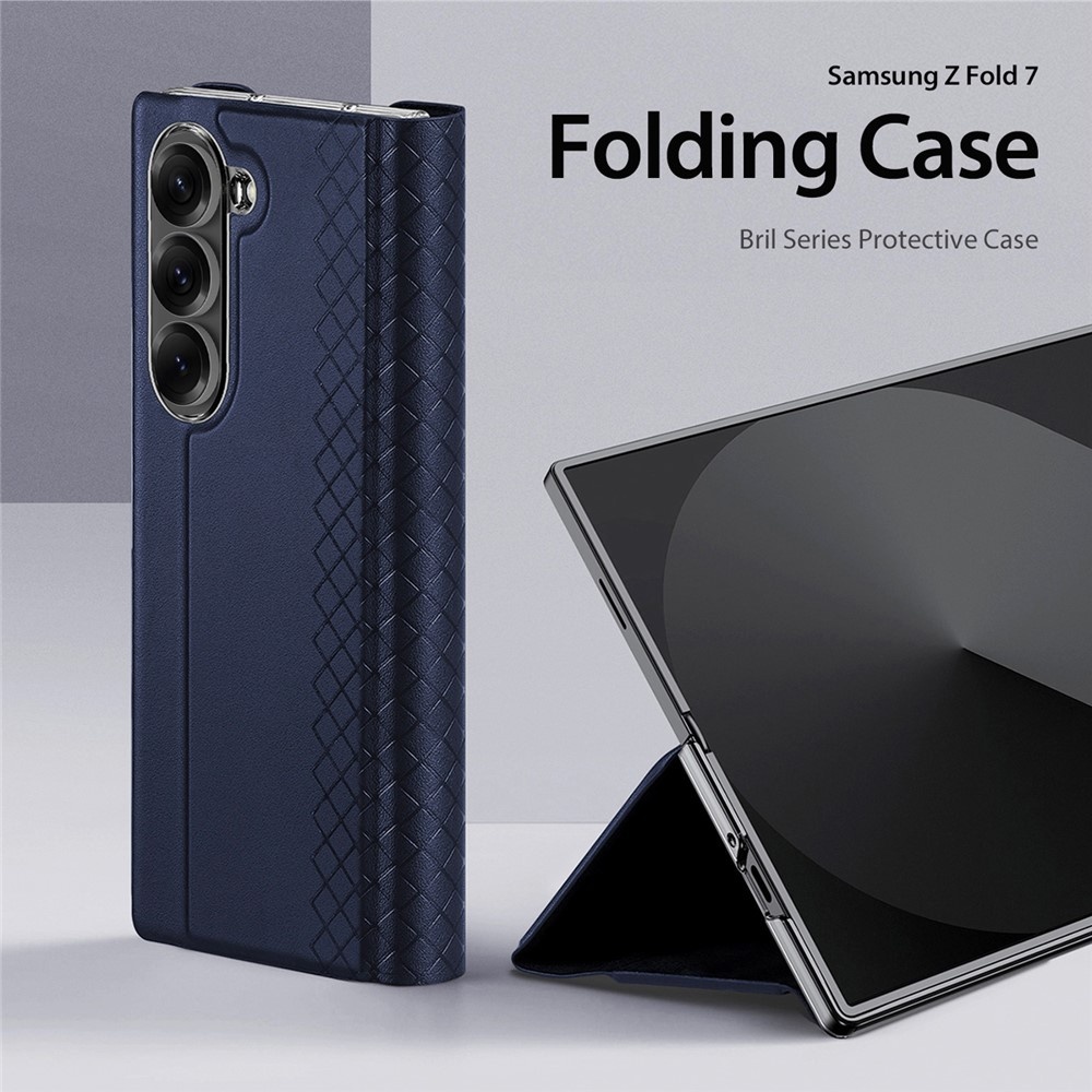 Samsung Galaxy Z Fold 7 Leren hoes Bookcase - Donkerblauw