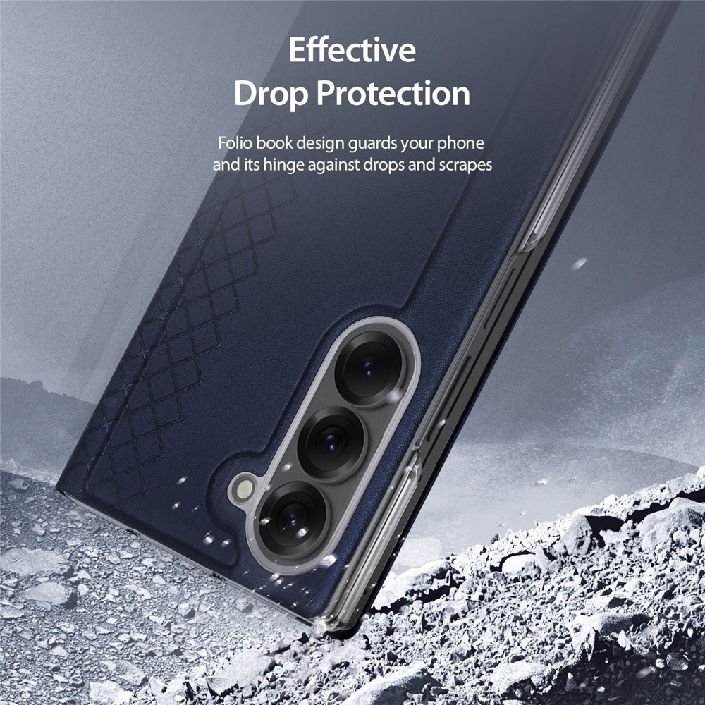 Samsung Galaxy Z Fold 7 Leren hoes Bookcase - Donkerblauw
