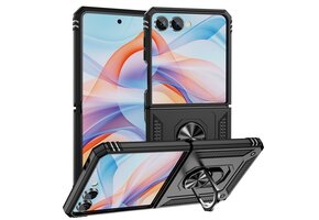 Lunso Samsung Galaxy Z Flip 7 - Armor backcover hoes met ringhouder - Zwart