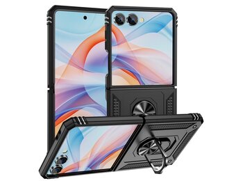 Lunso Samsung Galaxy Z Flip 7 - Armor backcover hoes met ringhouder - Zwart