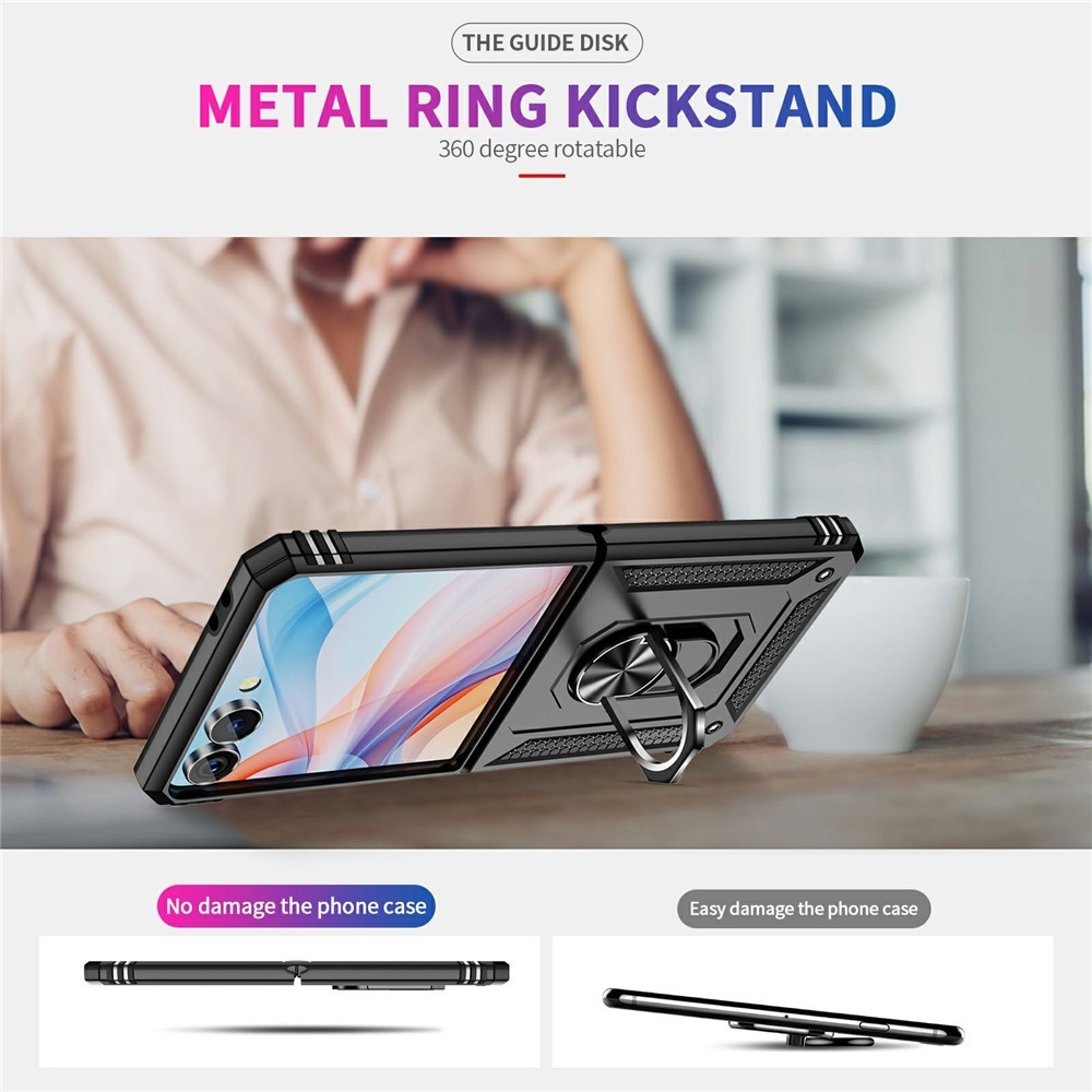 Samsung Galaxy Z Flip 7 Armor backcover hoes met ringhouder - Zwart