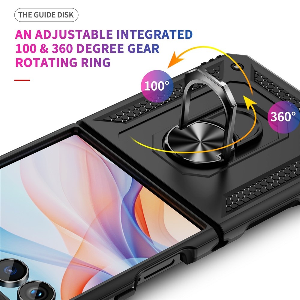 Samsung Galaxy Z Flip 7 Armor backcover hoes met ringhouder - Zwart