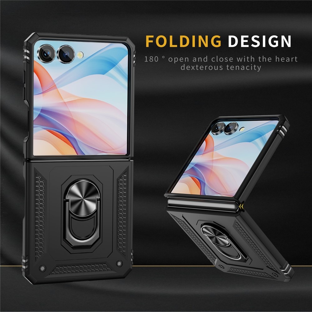 Samsung Galaxy Z Flip 7 Armor backcover hoes met ringhouder - Zwart