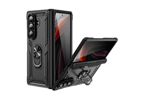 Lunso Samsung Galaxy Z Fold 7 - Armor backcover hoes met ringhouder - Zwart