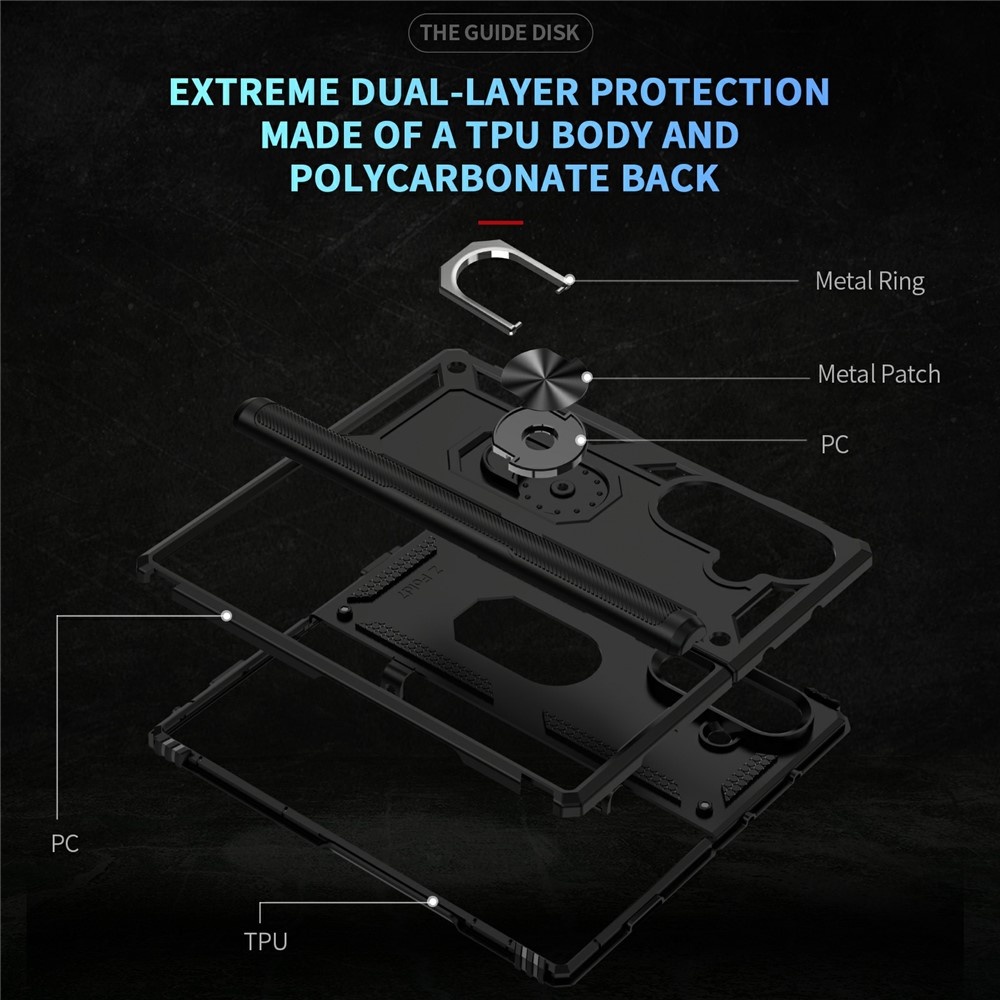 Samsung Galaxy Z Fold 7 Armor backcover hoes met ringhouder - Zwart