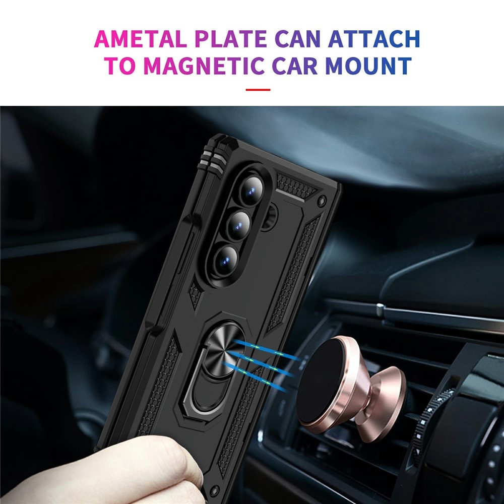 Samsung Galaxy Z Fold 7 Armor backcover hoes met ringhouder - Zwart