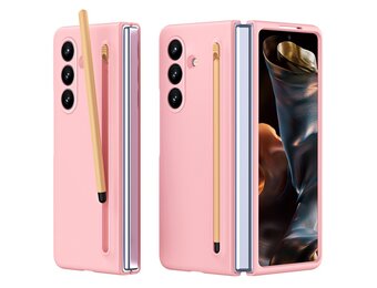 Lunso Samsung Galaxy Z Fold 7 backcover hoes met Stylus & screenprotector - Roze